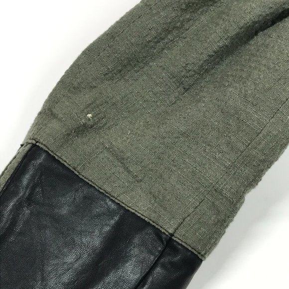 Zara Moto Jacket Women's L Asymmetrical Olive Green Black Sleeve Gold Zip Spring - Picture 10 of 10
